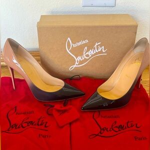 Christian Louboutin Kate Black-Nude Patent Leather Pumps. Size 39.5.